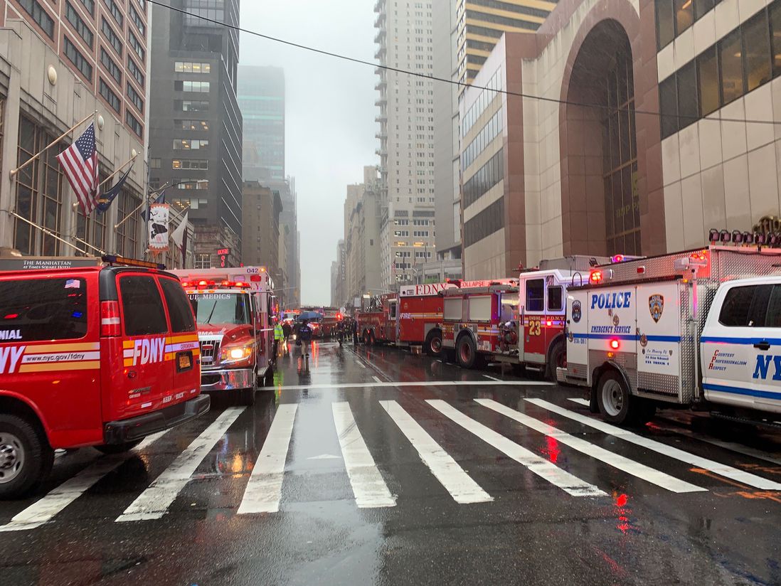 The emergency response outside 787 7th Avenue   (David "Dee" Delgado /  Gothamist)